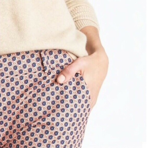 J Crew Pant Cafe Capri Red Blue Micro Floral Print - Picture 3 of 11